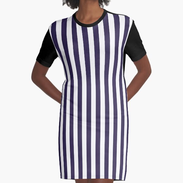  Small NAVY BLUE and WHITE Vertical STRIPES  Graphic T-Shirt Dress