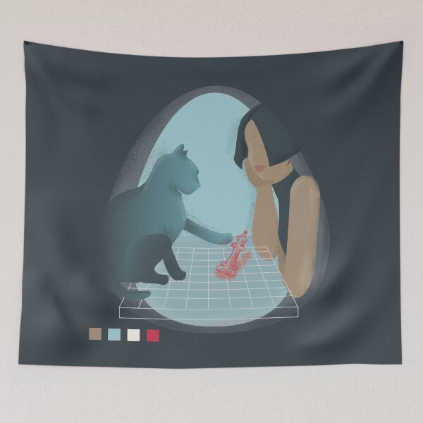 Item preview, Check mate | Cat lover illustration  designed and sold by Dziepdesigns.