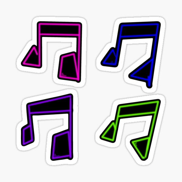 80s Neon Music Note Sticker Pack Glossy Sticker