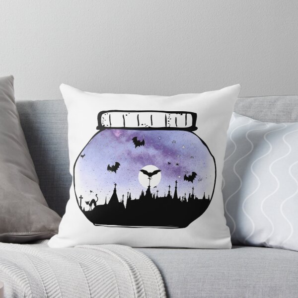 Aperçu de l'œuvre Pot Halloween effrayant / aquarelle / chauve-souris / nuit / pleine lune créée et vendue par AndreeaRa.