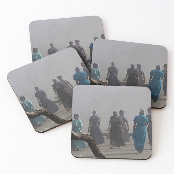 Item preview, Amish women taking a stroll. Driftwood beach foggy morning. designed and sold by lovgeorgia.