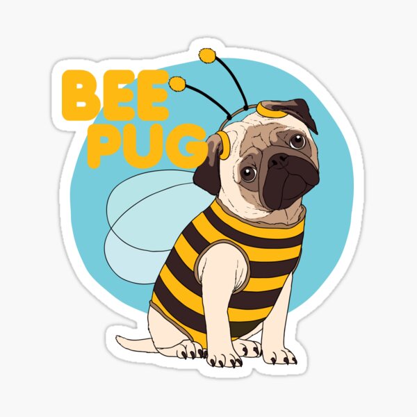 Pug Bee Stickers Redbubble - pug decal id roblox