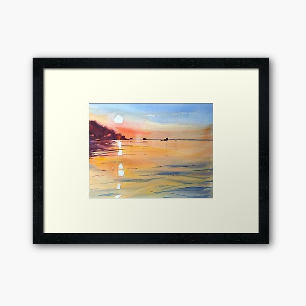 Watercolour landscape painting - SUNSET over Lake Malawi - Sun reflecting  on water - warm colours Art Board Print for Sale by Ibolya Taligas