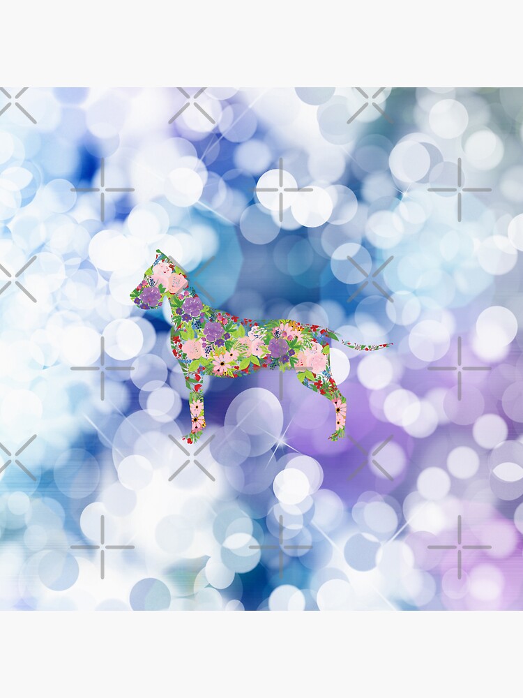  Glittering Blue and Purple Floral Great Dane by tribbledesign
