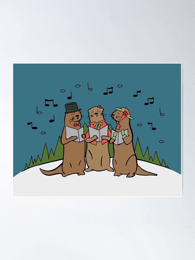 Alternate view of Otter Choir of Christmas Carolers Poster