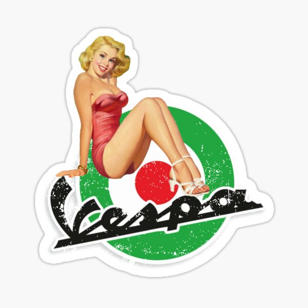 Vespa Vintage Classic Pin Up T-Shirt, Sweat à capuche, autocollant, masque Sticker