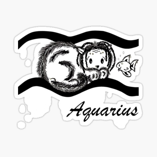 Aquarius Zodiecat Sticker