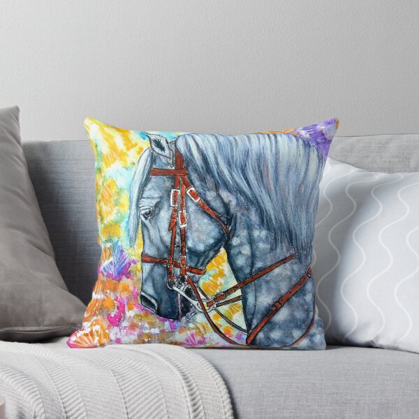 Item preview, Andalusian stallion portrait painting colorfull background designed and sold by horseaddicted.