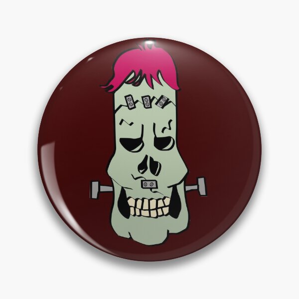 Item preview, Frankenstein Cartoonish Skull with Pink Hair designed and sold by superdumb70.
