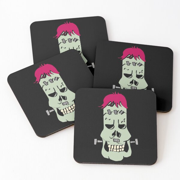 Item preview, Frankenstein Cartoonish Skull with Pink Hair designed and sold by superdumb70.