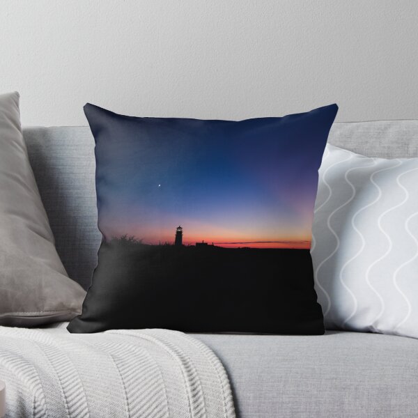 Sunset at the Highland Lighthouse Throw Pillow