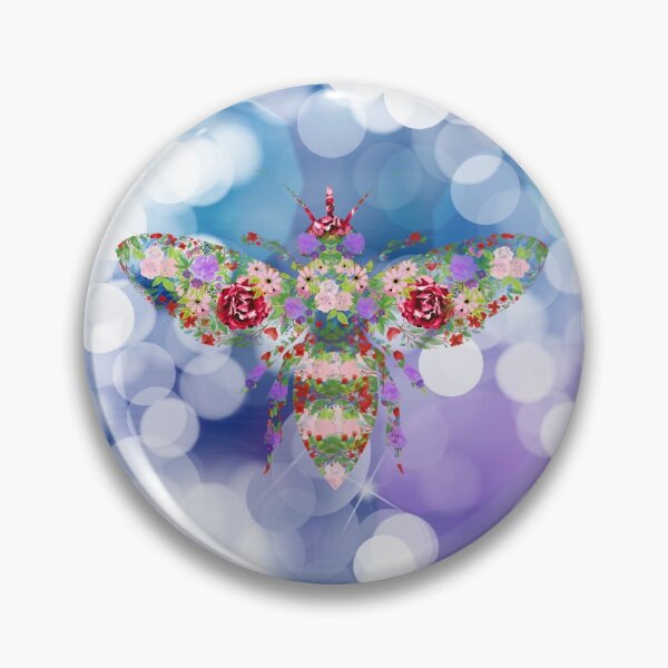 Item preview, Glittering Blue and Purple Floral Worker Bee designed and sold by tribbledesign.