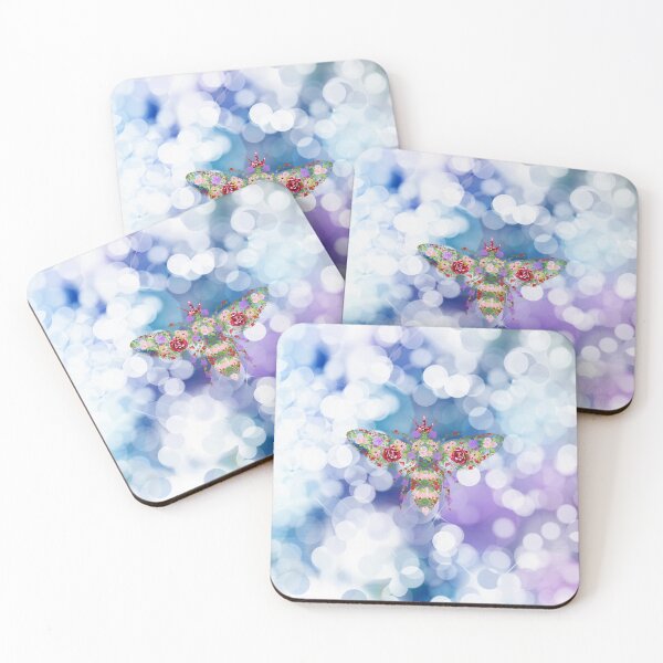 Item preview, Glittering Blue and Purple Floral Worker Bee designed and sold by tribbledesign.