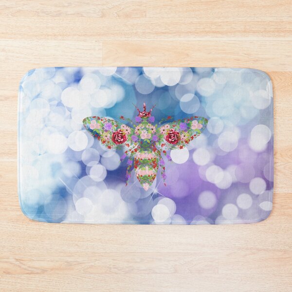 Item preview, Glittering Blue and Purple Floral Worker Bee designed and sold by tribbledesign.