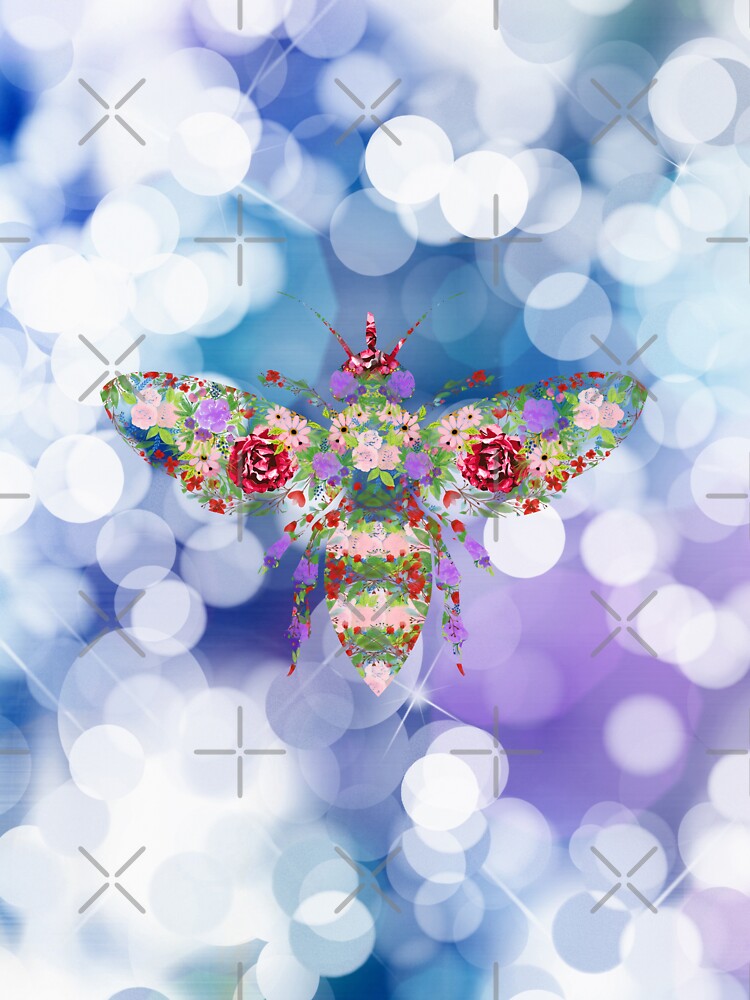 Glittering Blue and Purple Floral Worker Bee by tribbledesign