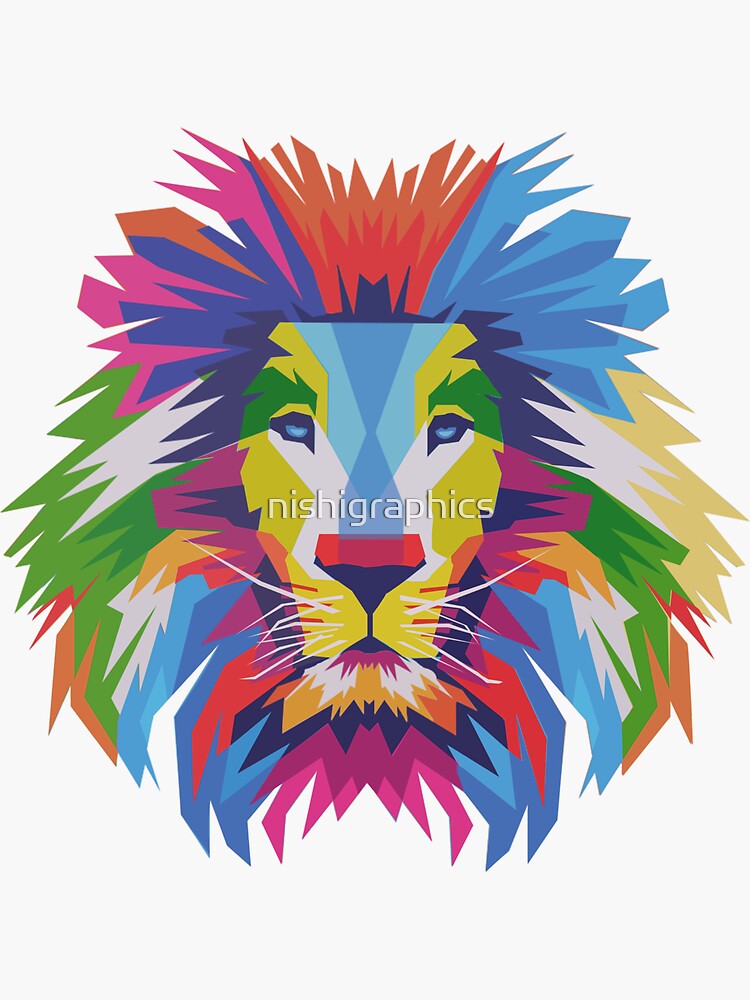 "Calm Lion " Sticker for Sale by nishigraphics | Redbubble
