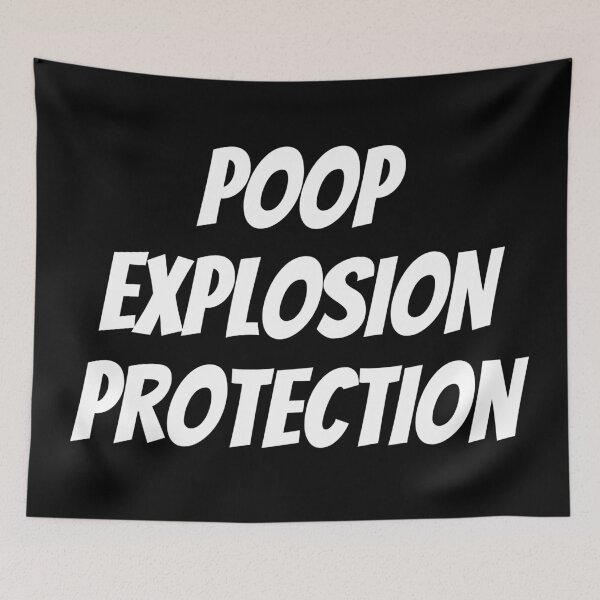 Item preview, Poop explosion protection. Text only design. White text. designed and sold by JellyBeenzz.