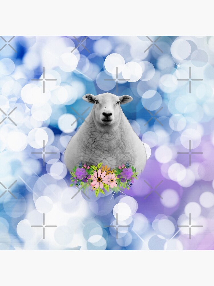 Glittering Blue and Purple Floral Sheep by tribbledesign