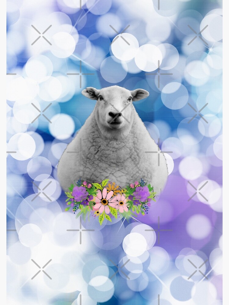 Glittering Blue and Purple Floral Sheep by tribbledesign
