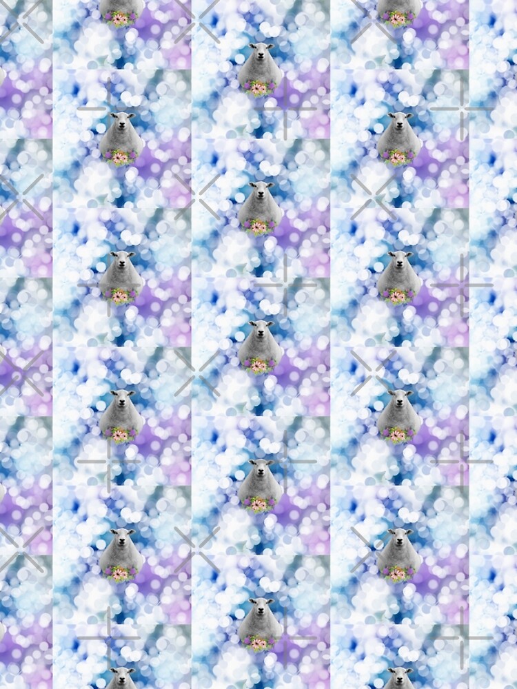 Glittering Blue and Purple Floral Sheep by tribbledesign