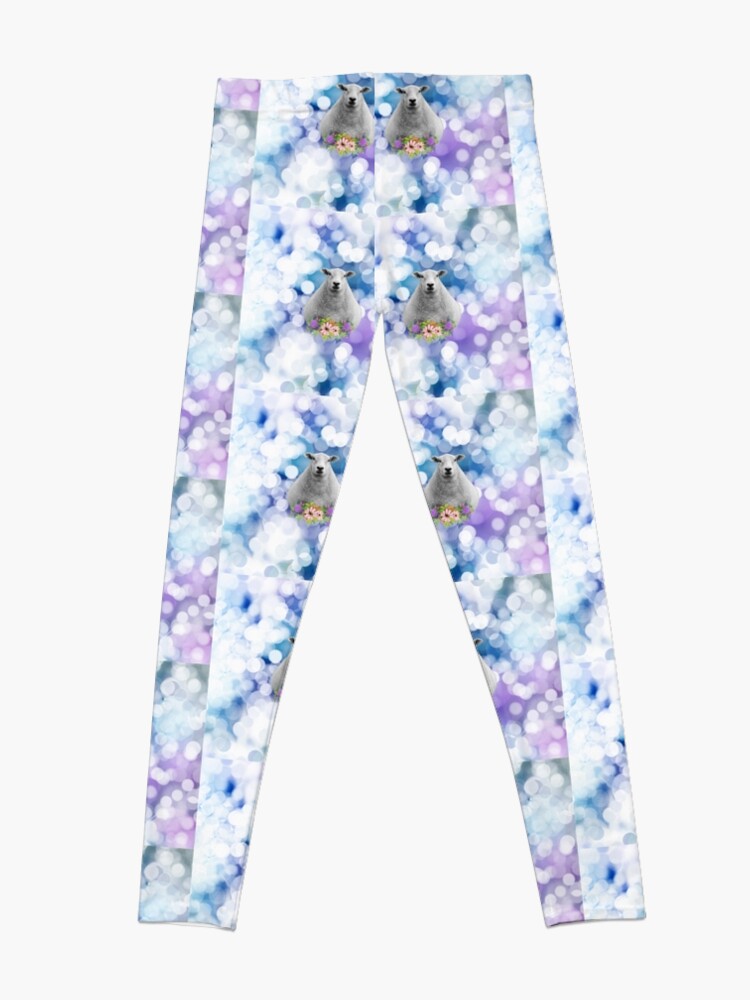 Alternate view of Glittering Blue and Purple Floral Sheep Leggings