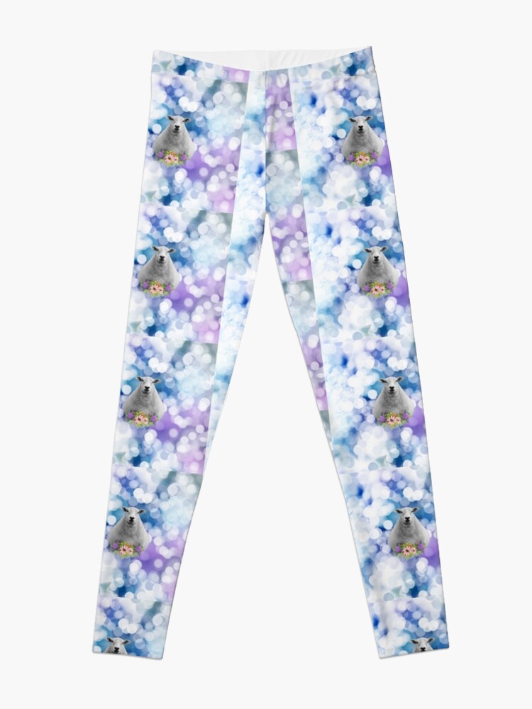 Alternate view of Glittering Blue and Purple Floral Sheep Leggings