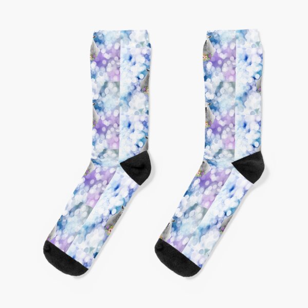 Glittering Blue and Purple Floral Sheep Socks