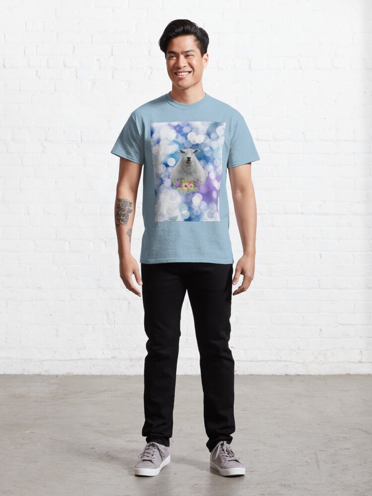 Alternate view of Glittering Blue and Purple Floral Sheep Classic T-Shirt