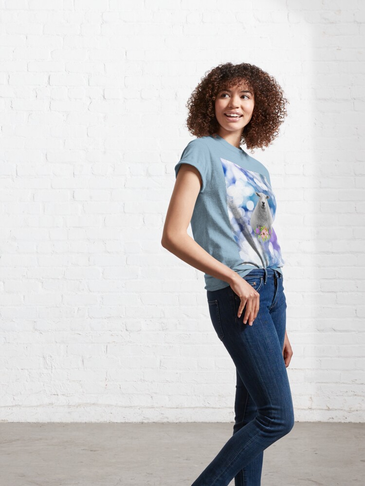 Alternate view of Glittering Blue and Purple Floral Sheep Classic T-Shirt