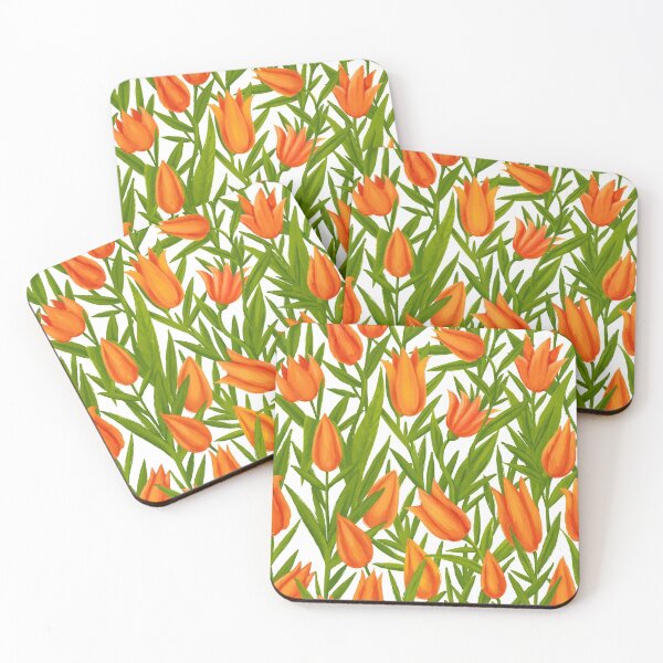Item preview, Vintage seamless pattern Tulips pink with green spring flowers designed and sold by KateRudneva.