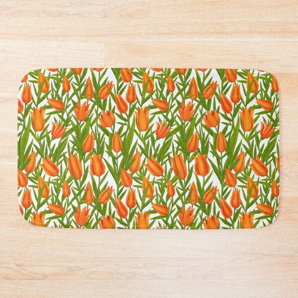 Item preview, Vintage seamless pattern Tulips pink with green spring flowers designed and sold by KateRudneva.