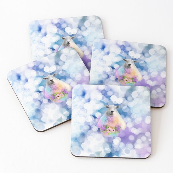 Artikelvorschau, Glitzernde blaue, lila Aquarell-Blumenschafe entworfen und verkauft von tribbledesign.
