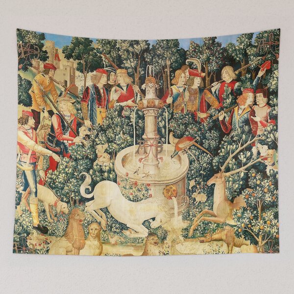 Item preview, Medieval Unicorn Floral Tapestry designed and sold by Epitome Girl.