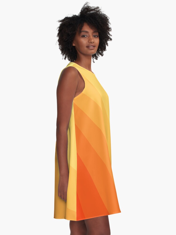 Thumbnail 2 of 4, A-Line Dress, Light Orange Yellow Ocean Waves or Desert Abstract designed and sold by Butterfly-Dream.