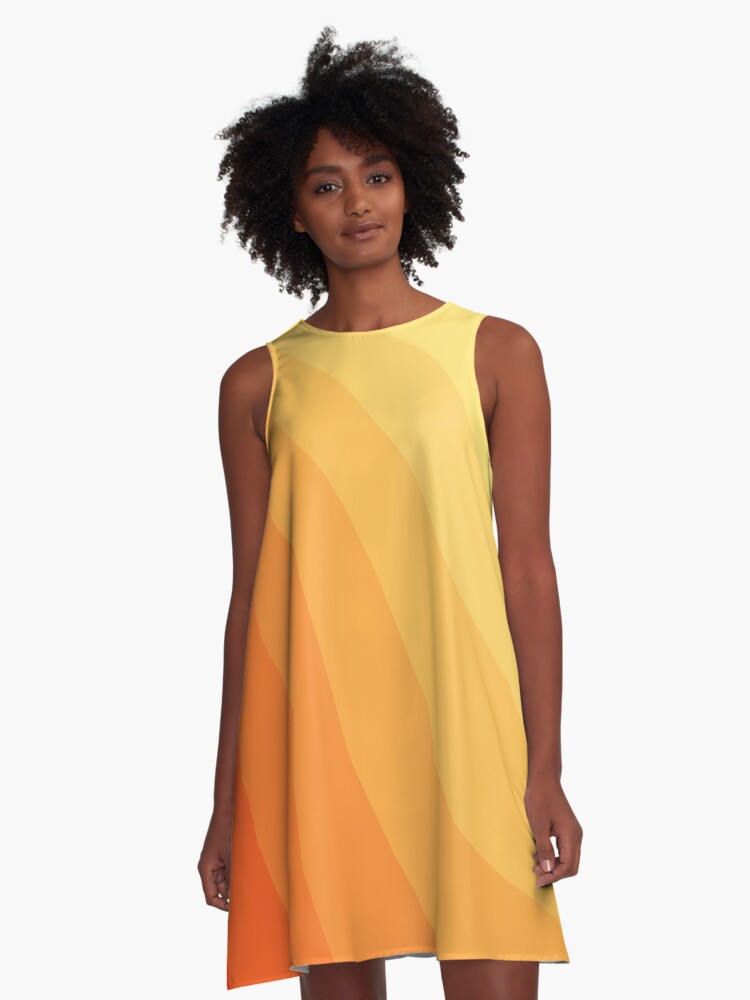 Thumbnail 1 of 4, A-Line Dress, Light Orange Yellow Ocean Waves or Desert Abstract designed and sold by Butterfly-Dream.