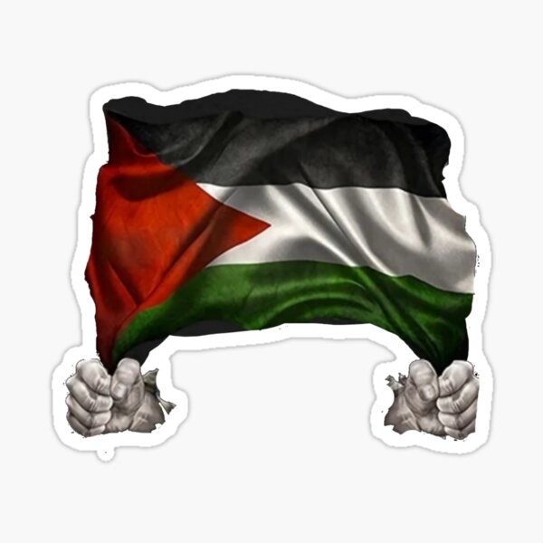 hands holding the flag of Palestine Sticker