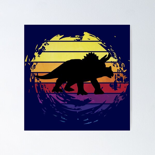 Item preview, Dinosaur Triceratops animal on retrostyle retro background designed and sold by ChatterFox.