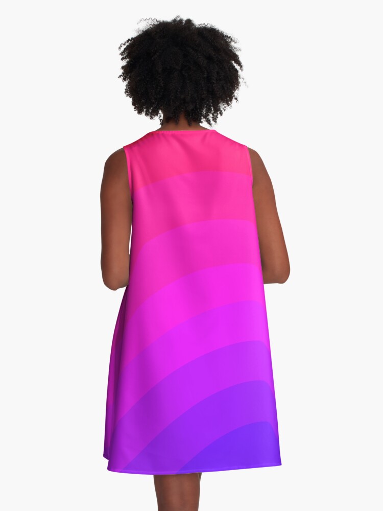 Thumbnail 3 of 4, A-Line Dress, Gradient Colorful Rainbow Color palette Abstract Waves designed and sold by Butterfly-Dream.