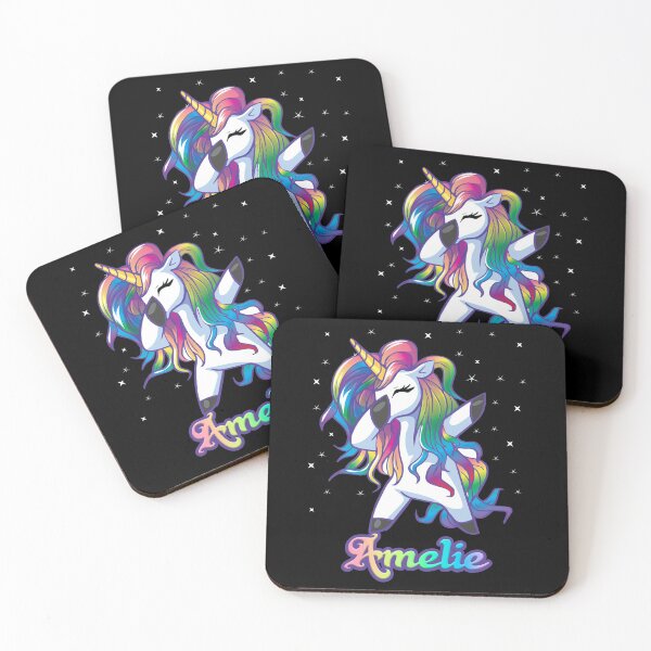 Item preview, AMELIE Name Personalized Custom Rainbow Unicorn Dabbing designed and sold by Heidi Designs.