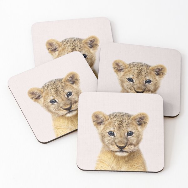 Item preview, Baby Lion With Pink Background, Baby Animals Art Print by Synplus designed and sold by synplus.