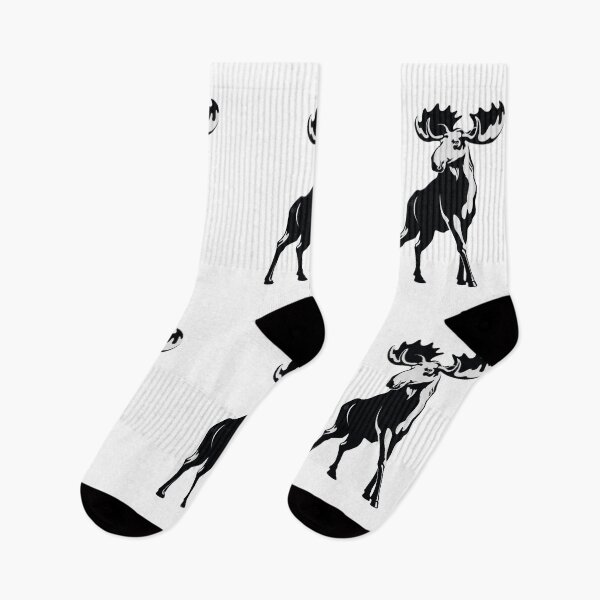 Item preview, moose socks, hunting socks, Canadian socks, bull moose socks, American wild animals socks designed and sold by teeandmilkco.