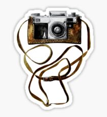 Watercolor vintage camera in leather case Sticker