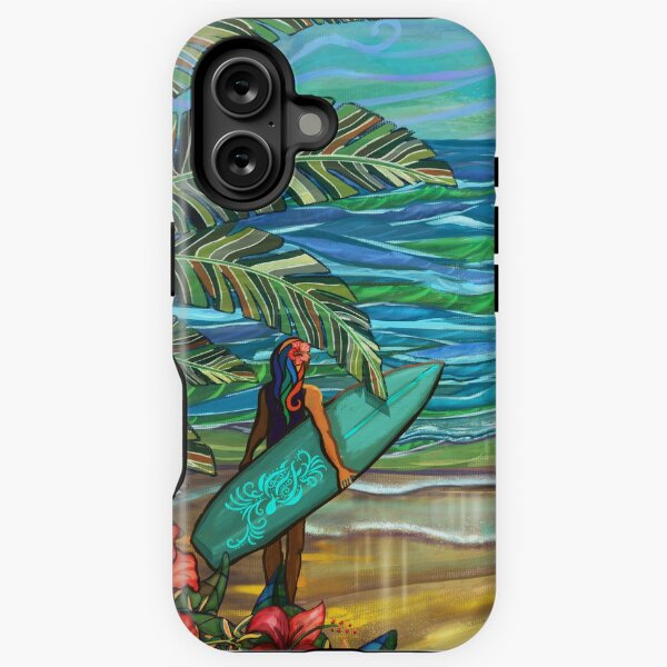 Vista previa del artículo con la obra «Impresión de bellas artes de chica surfista hawaiana vintage», diseñado y vendido por sunnthreads.