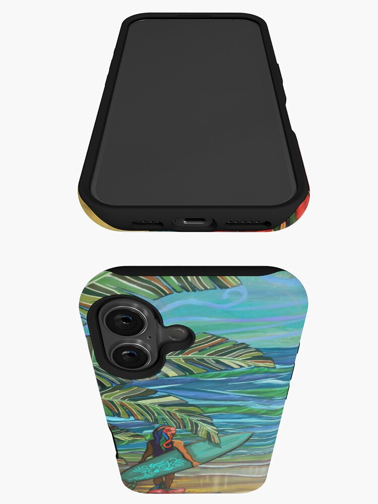 Thumbnail 3 of 4, iPhone Case, Vintage Hawaiian Surfer Girl Fine Art Print designed and sold by sunnthreads.