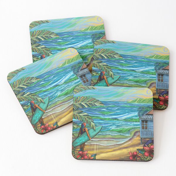Item preview, Vintage Hawaiian Surfer Girl Fine Art Print designed and sold by sunnthreads.