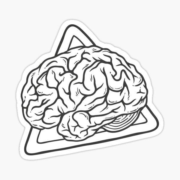 Vintage Brain 80s 90s Nostalgia Retro Brainy Nerdy Graphic Tee Sticker