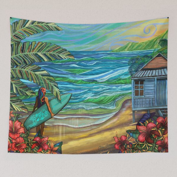 Item preview, Vintage Hawaiian Surfer Girl Fine Art Print designed and sold by sunnthreads.