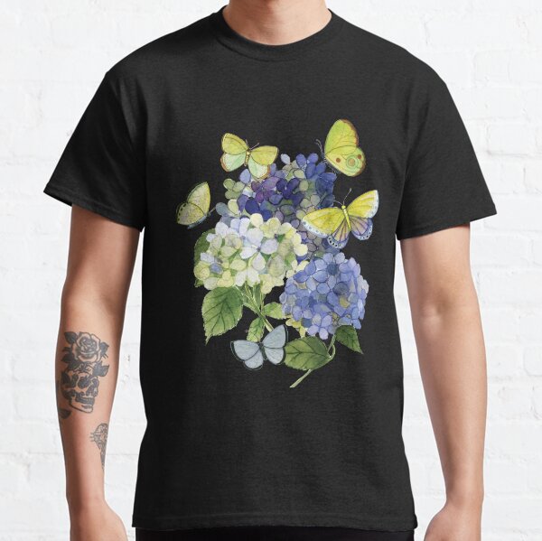 Hydrangeas with butterflies watercolor Classic T-Shirt