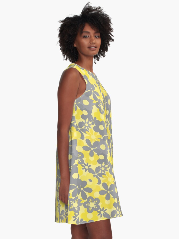 Alternate view of Pantone Color Year 2021 Flower Power Seamless Pattern Print A-Line Dress