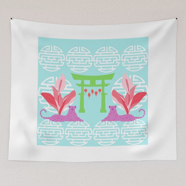 Item preview, Leopard Pagoda Chinoiserie Print designed and sold by Lacy Sciple.